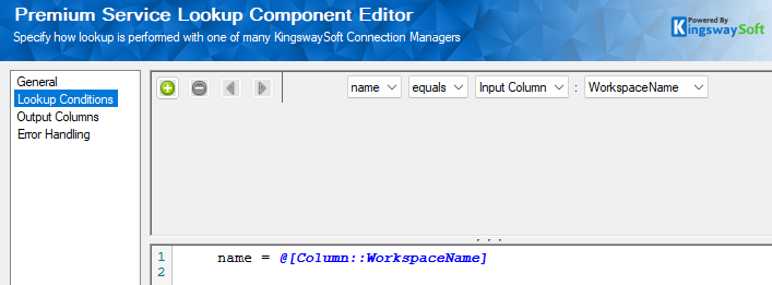 PSL - get WorkspaceID - Lookup conditions page